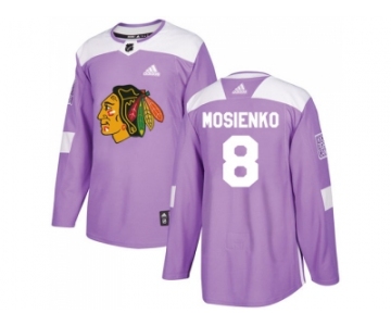 Men Adidas Chicago Blackhawks #8 Bill Mosienko Purple Authentic Fights Cancer Stitched NHL Jersey