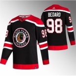 Men Chicago Blackhawks #98 Connor Bedard Black Stitched Hockey Jersey