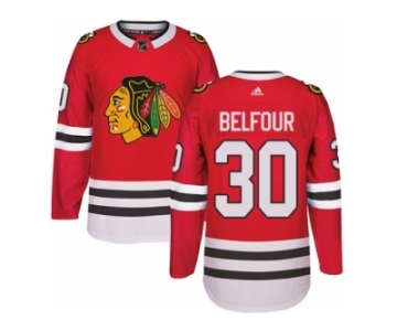Men's Adidas Chicago Blackhawks #30 ED Belfour Authentic Red Home NHL Jersey