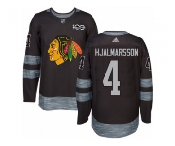 Men's Adidas Chicago Blackhawks #4 Niklas Hjalmarsson Authentic Black 1917-2017 100th Anniversary NHL Jersey