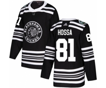 Men's Adidas Chicago Blackhawks #81 Marian Hossa Authentic Black 2019 Winter Classic NHL Jersey