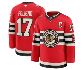 Men's Chicago Blackhawks #17 Nick Foligno Red 2024-25 Winter Classic Stitched Hockey Jersey