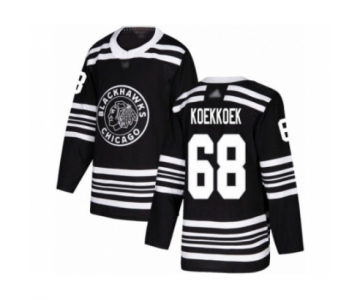 Men's Chicago Blackhawks #68 Slater Koekkoek Authentic Black Alternate Hockey Jersey