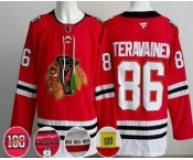 Men's Chicago Blackhawks #86 Teuvo Teravainen Red 100 Years Anniversary Authentic Jersey