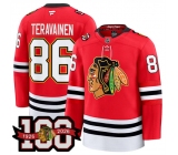 Men's Chicago Blackhawks #86 Teuvo Teravainen Red 2025 Home 100th Anniversary Stitched Hockey Jersey Men's Chicago Blackhawks #86 Teuvo Teravainen Red 2025 Home 100th Anniversary Stitched Hockey Jersey