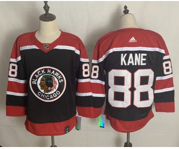 Men's Chicago Blackhawks #88 Patrick Kane Black Red Authentic Throwback 2020 Hockey Jersey