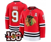 Men's Chicago Blackhawks #9 Bobby Hull Red 2025 Home 100th Anniversary Stitched Hockey Jersey