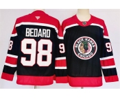 Men's Chicago Blackhawks #98 Connor Bedard Black 2024-25 Stitched Hockey Jersey