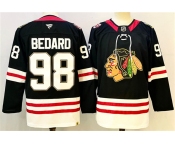 Men's Chicago Blackhawks #98 Connor Bedard Black Stitched Hockey Jersey