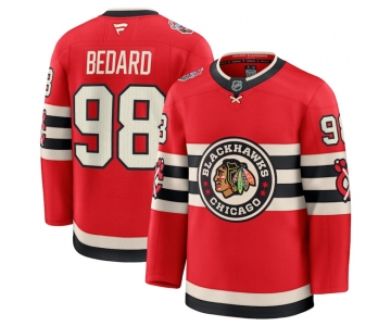 Men's Chicago Blackhawks #98 Connor Bedard Red 2024-25 Winter Classic Stitched Hockey Jersey