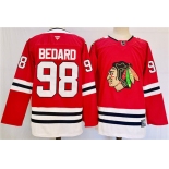 Men's Chicago Blackhawks #98 Connor Bedard Red Stitched Hockey Jersey