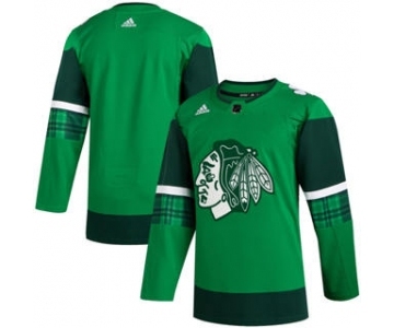 Men's Chicago Blackhawks Blank 2020 St. Patrick's Day Stitched Hockey Jersey Green