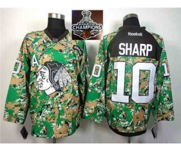 NHL Chicago Blackhawks #10 Patrick Sharp Camo Veterans Day Practice 2015 Stanley Cup Champions jerseys