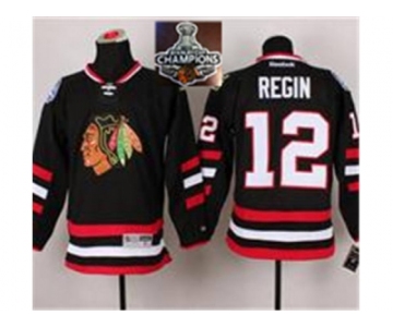 NHL Chicago Blackhawks #12 Peter Regin Black 2014 Stadium Series 2015 Stanley Cup Champions jerseys