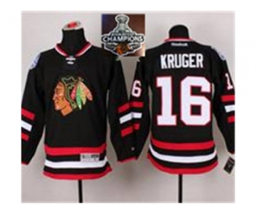 NHL Chicago Blackhawks #16 Marcus Kruger Black 2014 Stadium Series 2015 Stanley Cup Champions jerseys