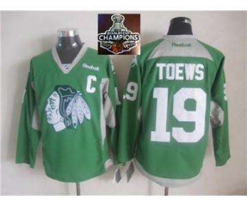 NHL Chicago Blackhawks #19 Jonathan Toews Green Practice 2015 Stanley Cup Champions jerseys