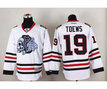 NHL Chicago Blackhawks #19 Jonathan Toews White(White Skull) Stitched Jerseys