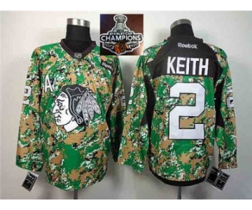 NHL Chicago Blackhawks #2 Duncan Keith Camo Veterans Day Practice 2015 Stanley Cup Champions jerseys