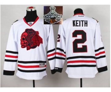NHL Chicago Blackhawks #2 Duncan Keith White(Red Skull) 2014 Stadium Series 2015 Stanley Cup Champions jerseys