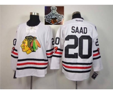 NHL Chicago Blackhawks #20 Brandon Saad 2015 Winter Classic White 2015 Stanley Cup Champions jerseys