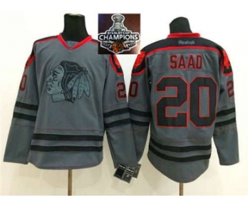 NHL Chicago Blackhawks #20 Brandon Saad Charcoal Cross Check Fashion 2015 Stanley Cup Champions jerseys