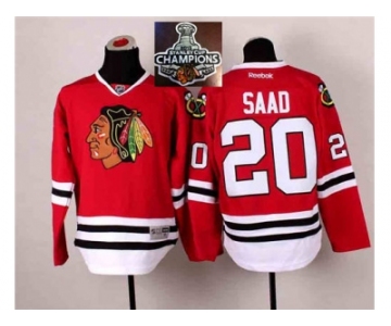 NHL Chicago Blackhawks #20 Brandon Saad Red 2014 Stadium Series 2015 Stanley Cup Champions jerseys