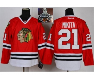 NHL Chicago Blackhawks #21 Stan Mikita Red 2015 Stanley Cup Champions jerseys