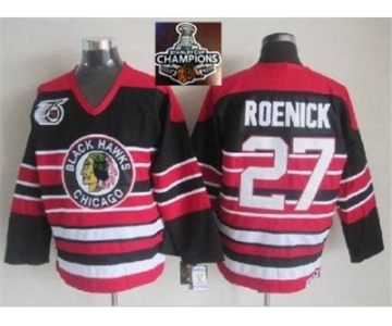 NHL Chicago Blackhawks #27 Jeremy Roenick Red Black 75TH CCM 2015 Stanley Cup Champions jerseys