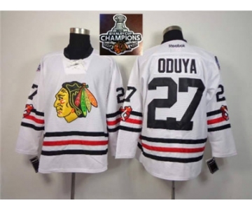 NHL Chicago Blackhawks #27 Johnny Oduya 2015 Winter Classic White 2015 Stanley Cup Champions jerseys