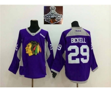 NHL Chicago Blackhawks #29 Bryan Bickell Purple Practice 2015 Stanley Cup Champions jerseys