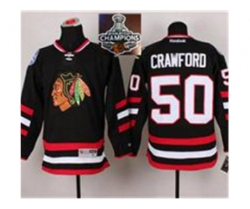 NHL Chicago Blackhawks #50 Corey Crawford Black 2014 Stadium Series 2015 Stanley Cup Champions jerseys