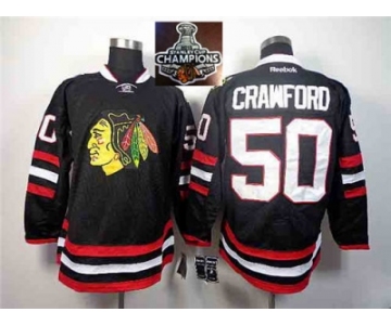 NHL Chicago Blackhawks #50 Corey Crawford Black 2014 Stadium Series 2015 Stanley Cup Championsjerseys