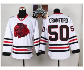 NHL Chicago Blackhawks #50 Corey Crawford White(Red Skull) 2014 Stadium Series 2015 Stanley Cup Champions jerseys