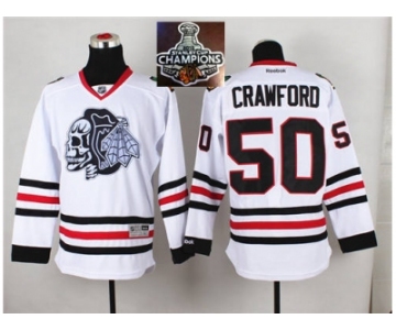 NHL Chicago Blackhawks #50 Corey Crawford White(White Skull) 2014 Stadium Series 2015 Stanley Cup Champions jerseys