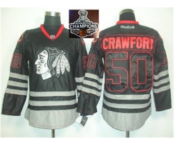 NHL Chicago Blackhawks #50 Crawford Black Ice 2015 Stanley Cup Champions jerseys