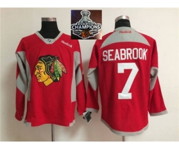 NHL Chicago Blackhawks #7 Brent Seabrook Red Practice 2015 Stanley Cup Champions jerseys