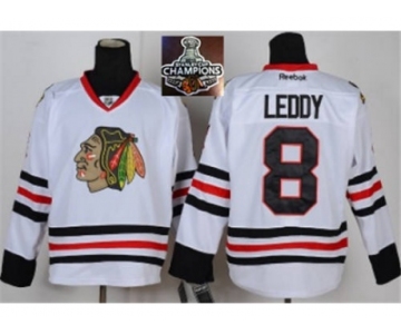 NHL Chicago Blackhawks #8 Nick Leddy white 2015 Stanley Cup Champions jerseys