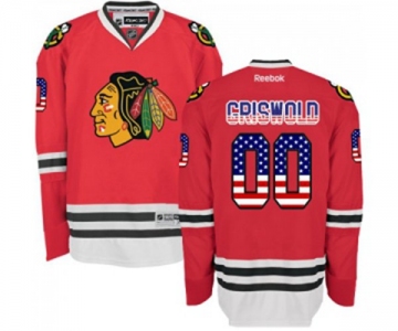 Reebok Chicago Blackhawks #00 Clark Griswold Authentic Red USA Flag Fashion NHL Jersey