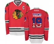 Reebok Chicago Blackhawks #19 Jonathan Toews Authentic Red USA Flag Fashion NHL Jersey