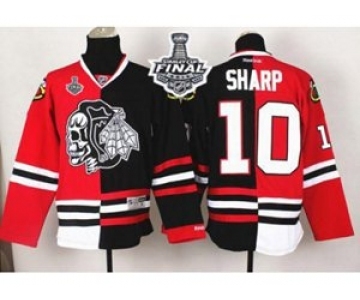 nhl jerseys chicago blackhawks #10 sharp black-red[split][the skeleton head][2015 stanley cup]
