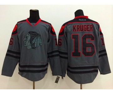 nhl jerseys chicago blackhawks #16 kruger grey[charcoal cross check]