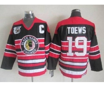 nhl jerseys chicago blackhawks #19 toews black-red[75th][patch C]