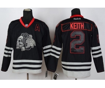 nhl jerseys chicago blackhawks #2 keith black ice[the skeleton head][patch A]