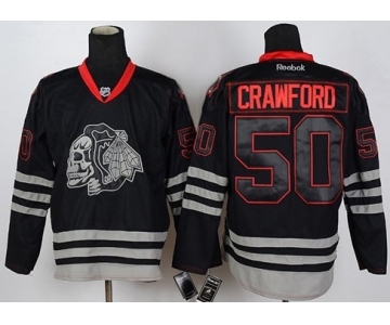 nhl jerseys chicago blackhawks #50 crawford black ice[the skeleton head]