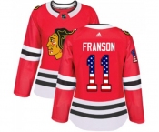 Women Adidas Chicago Blackhawks #11 Cody Franson Authentic Red USA Flag Fashion NHL Jersey