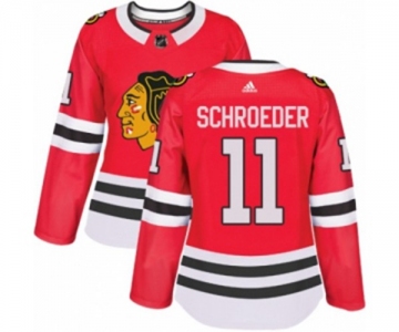 Women Adidas Chicago Blackhawks #11 Jordan Schroeder Authentic Red Home NHL Jersey