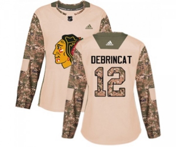 Women Adidas Chicago Blackhawks #12 Alex DeBrincat Authentic Camo Veterans Day Practice NHL Jersey