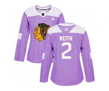 Women Adidas Chicago Blackhawks #2 Duncan Keith Purple Authentic Fights Cancer Stitched NHL Jersey