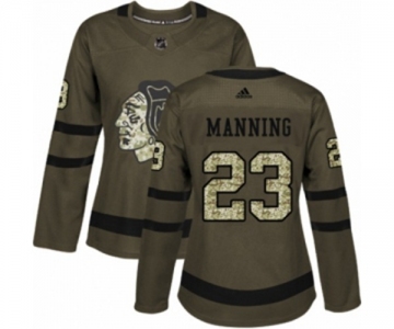Women Adidas Chicago Blackhawks #23 Brandon Manning Authentic Green Salute to Service NHL Jersey