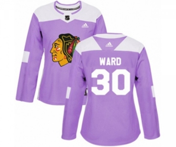 Women Adidas Chicago Blackhawks #30 Cam Ward Authentic Purple Fights Cancer Practice NHL Jersey